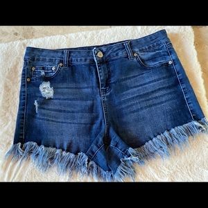 Distressed Ripped Frayed Jean Denim Shorts